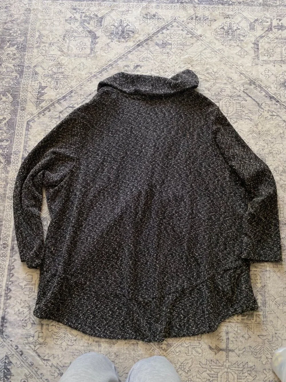 Roamans Womens Black & White Cardigan Jacket‎ Size 34W Button Front Textured Vtg